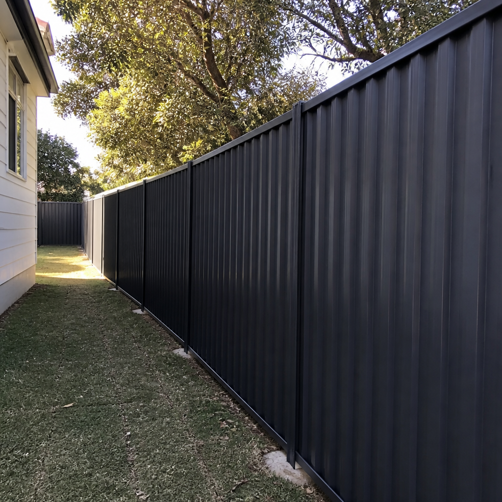 metal steel fence in Basalt colour