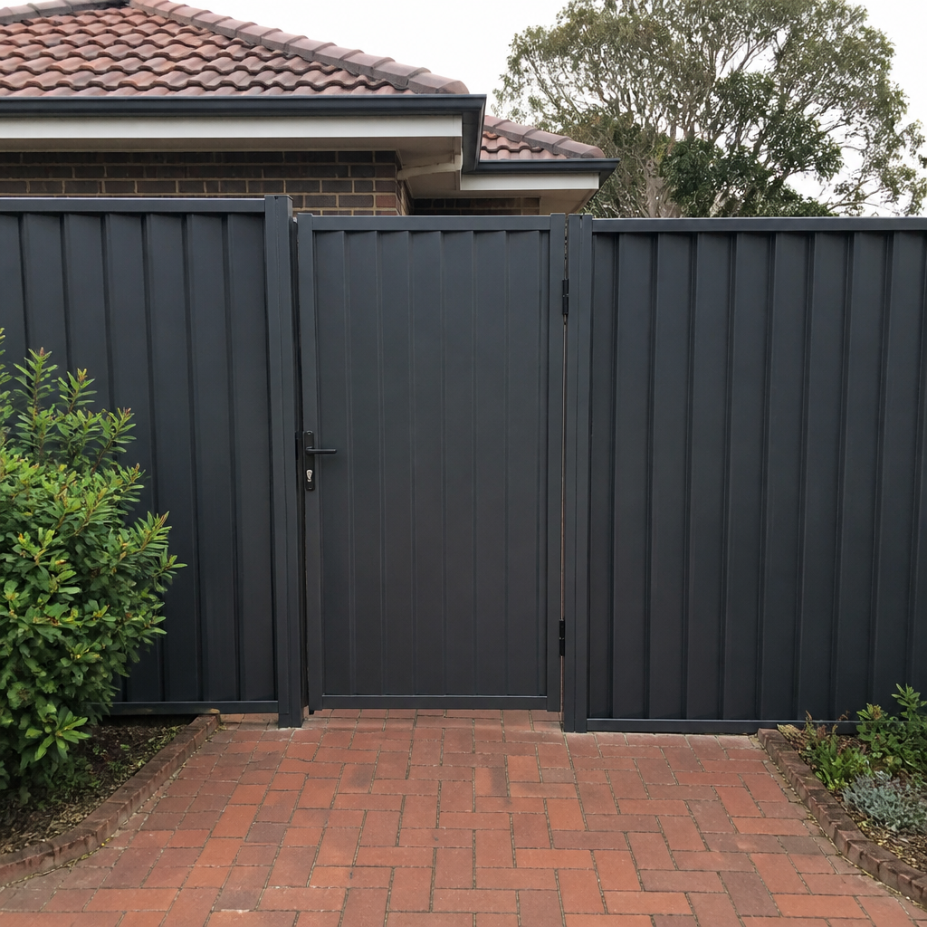 metal fence with matching gate